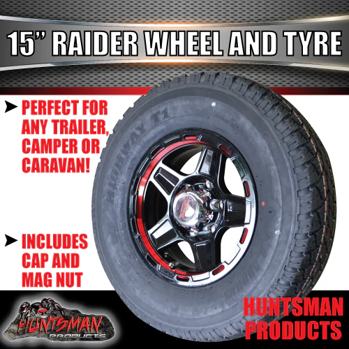 15" Trailer Caravan 6 Stud Raider & 31X10.5R15 LT All Terrain Tyre. 31 10.5 15