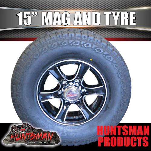 15" Trailer Caravan 6 Stud Stealth Alloy Mag Rim & 235/75R15 LT 10 Ply Tyre.  1250Kg Load. 235 75 15 - Image 2