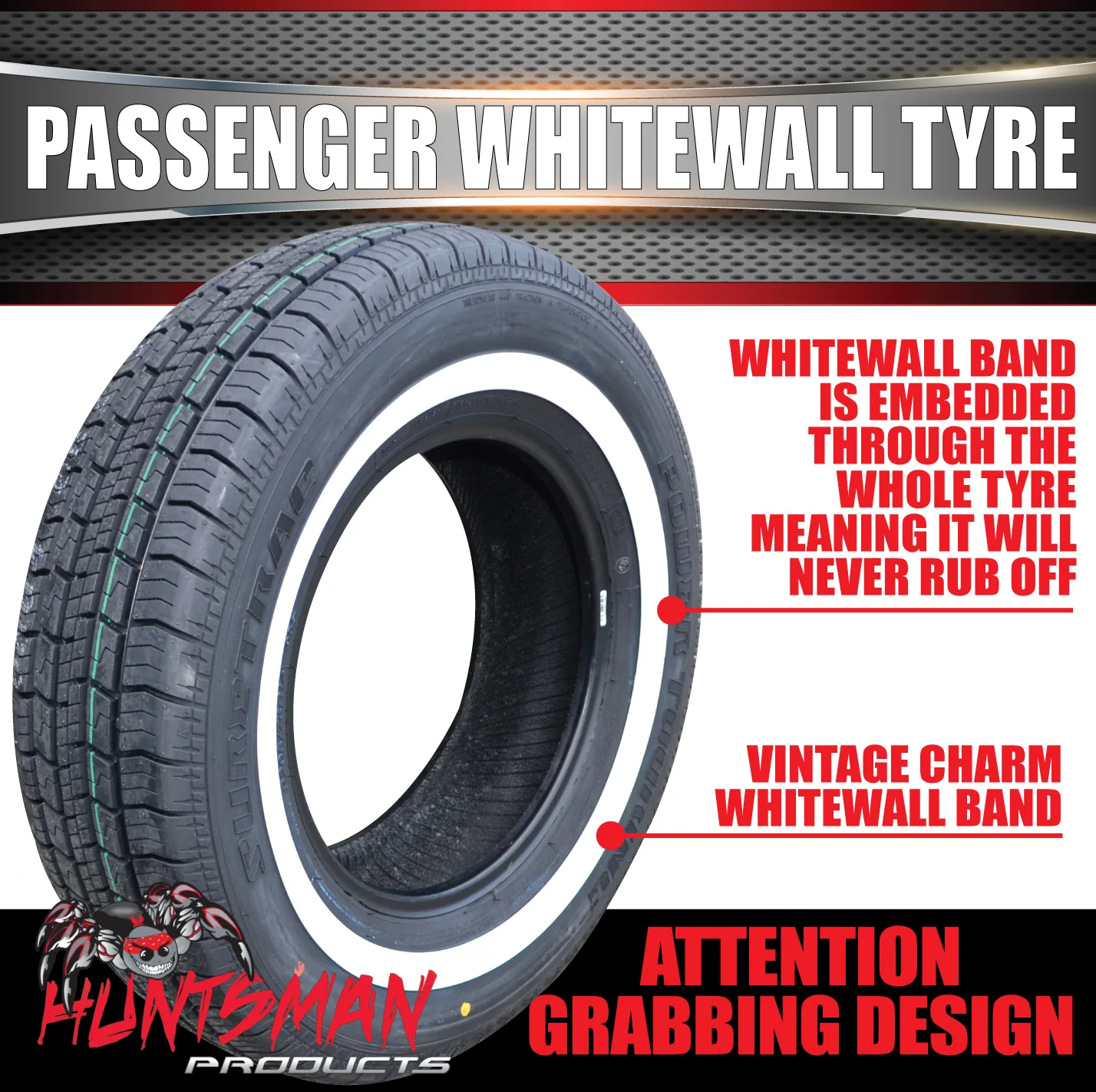 15" Whitewall 215/70R15 Suretrac Tyre 97s. 28mm White Line 215 70 15 - Image 4