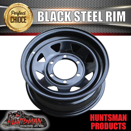 15x6 Trailer Caravan Black 6 Stud L/C Sunraysia Steel Wheel Rim 6/139.7 PCD - Image 3