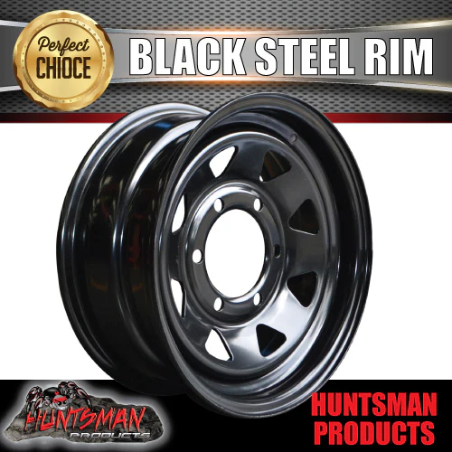 15x6 Trailer Caravan Black 6 Stud L/C Sunraysia Steel Wheel Rim 6/139.7 PCD - Image 4