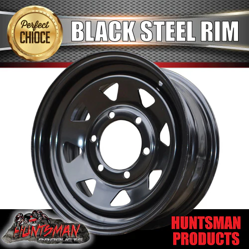 15x6 Trailer Caravan Black 6 Stud L/C Sunraysia Steel Wheel Rim 6/139.7 PCD - Image 6