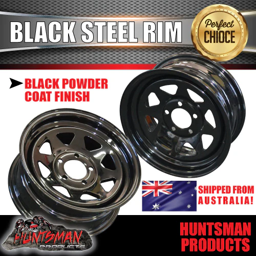 15x6 Trailer Caravan Black Ford Pattern Sunraysia Steel Wheel Rim 5/114.3 PCD - Image 5
