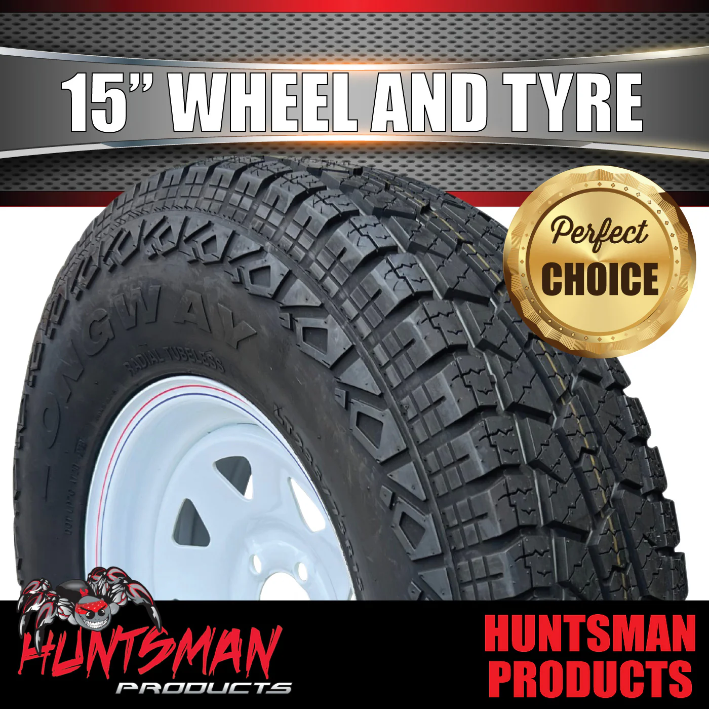 15X6 White Ford Caravan Trailer Off Steel Wheel Rim & 31x10.5R15 L/T 6 Ply Tyre 31" - Image 2