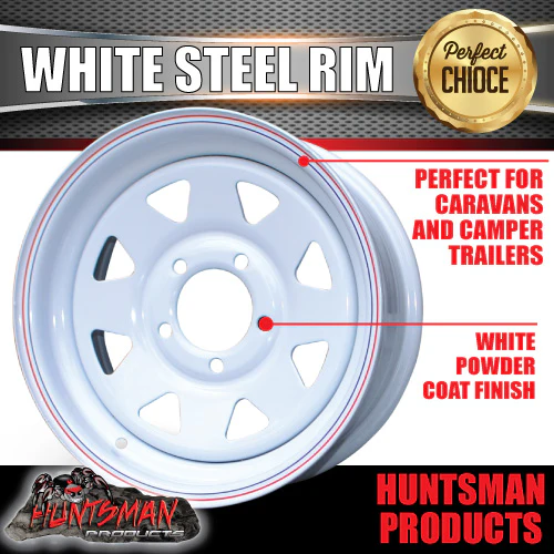 15x6 Trailer Caravan White Ford Pattern Sunraysia Steel Wheel Rim 5/114.3 PCD - Image 3