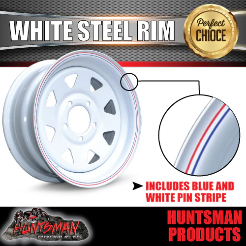 15x6 Trailer Caravan White Ford Pattern Sunraysia Steel Wheel Rim 5/114.3 PCD - Image 5