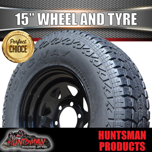 15X7 6 Stud Black Caravan Trailer Sunraysia Wheel Rim & 235/75R15 L/T 10ply Tyre - Image 6