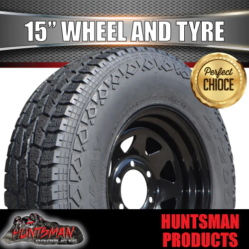 15X7 6 Stud Black Caravan Trailer Steel Wheel Rim & 31X10.5R15 L/T Tyre - Image 5
