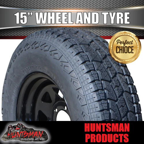 15X7 6 Stud Black Caravan Trailer Steel Wheel Rim & 31X10.5R15 L/T Tyre - Image 6
