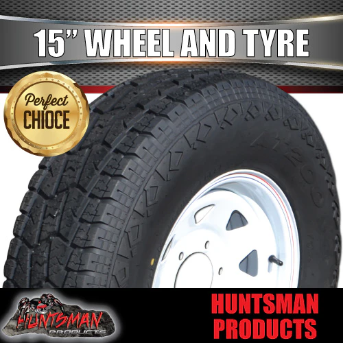 15X7 White 6 Stud Caravan Trailer Steel Wheel Rim & 31x10.5R15 L/T Tyre 31" - Image 4