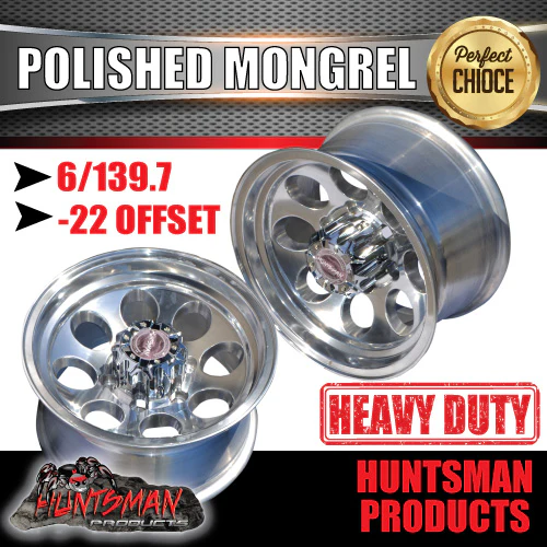 15X8 -22 Mongrel Alloy Rim 6/139.7 pcd. Polished finish. Fits Patrol, Landcruiser, Hilux, Triton, Rodeo ETC - Image 7