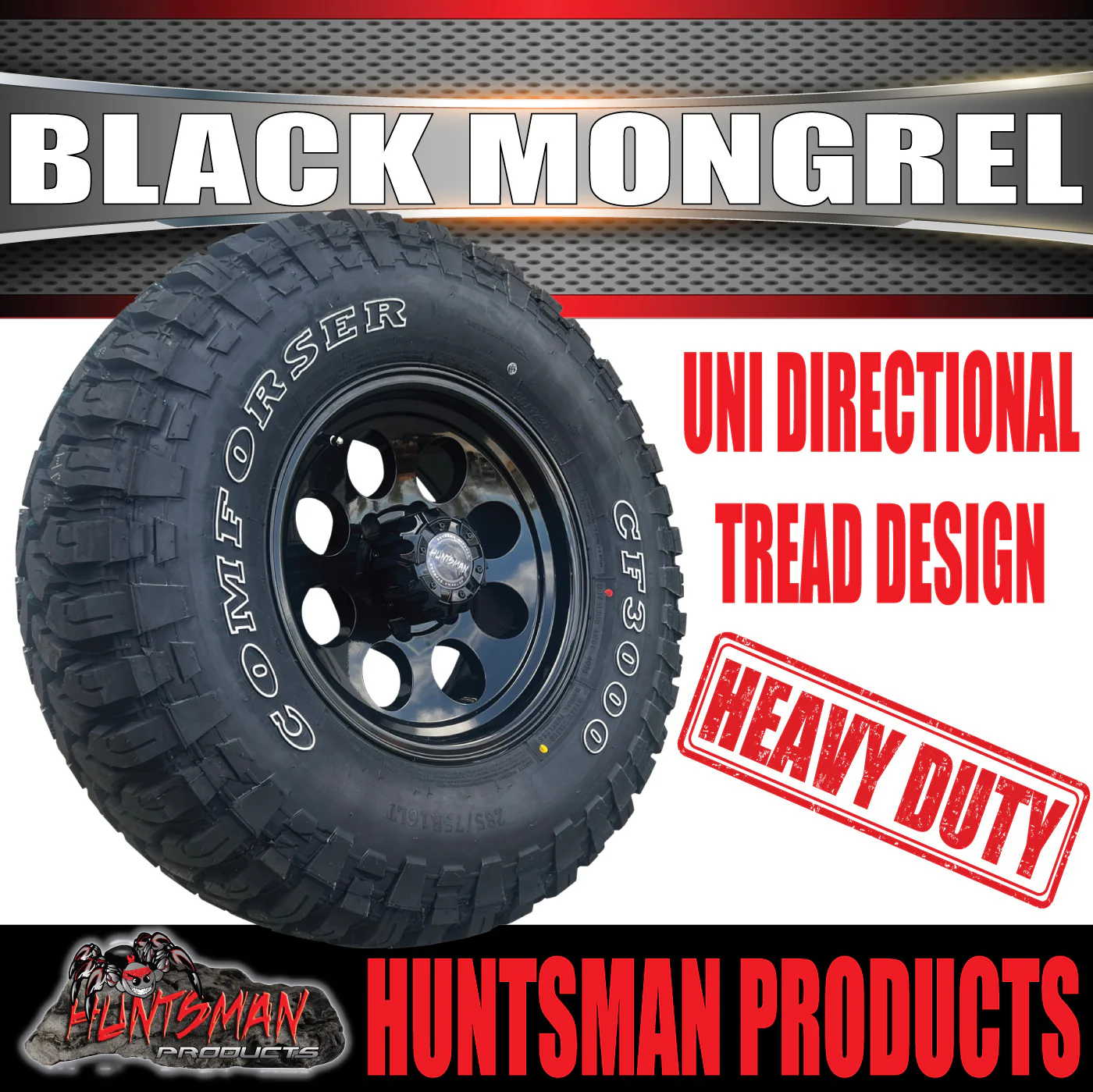 15X8 Black Mongrel Alloy Mag Rim 6/139.7 PCD & 31x10.5R15 Comforser Mud Tyre 31 10.5 15 - Image 4
