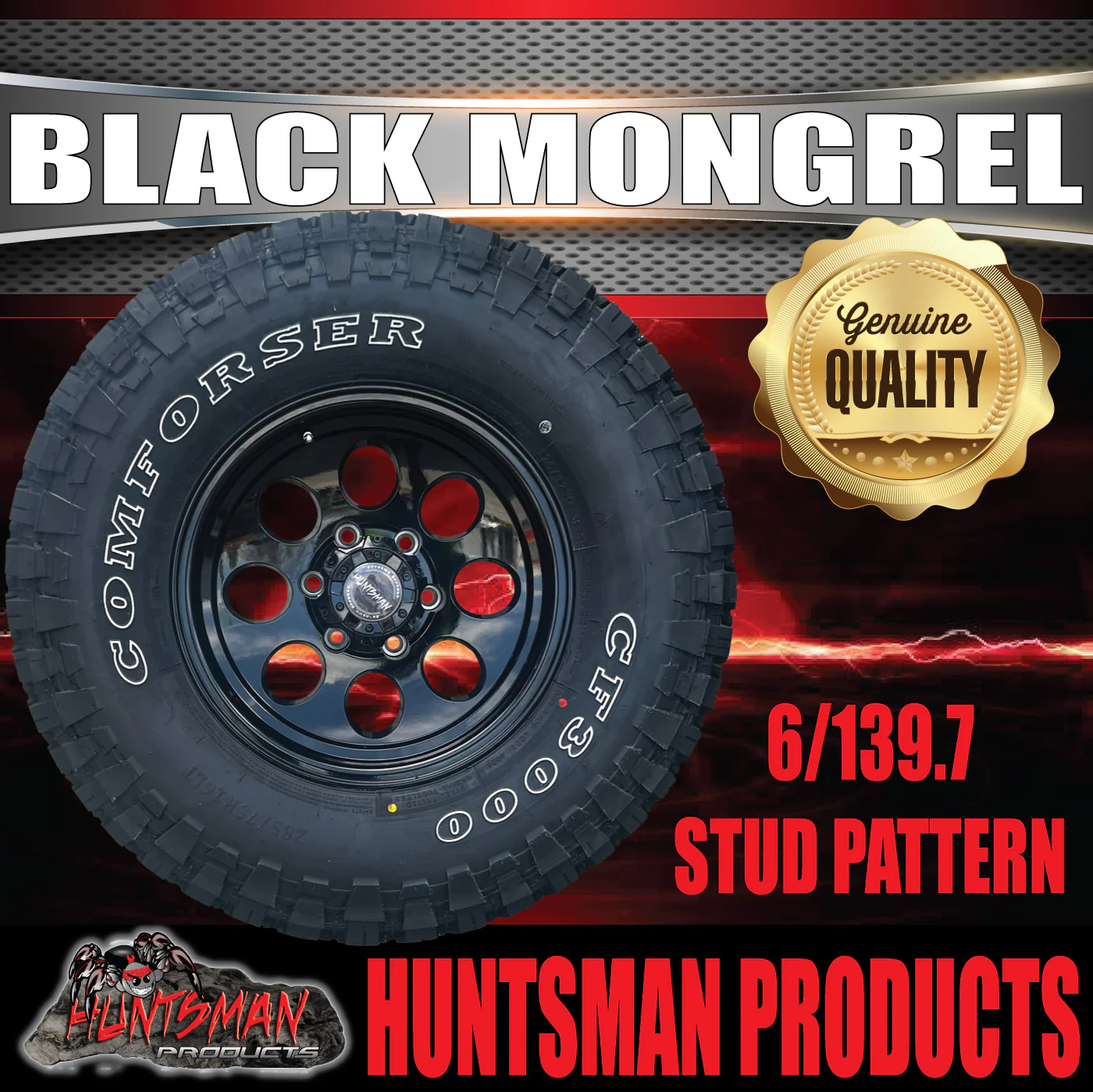 15X8 Black Mongrel Alloy Mag Rim 6/139.7 PCD & 31x10.5R15 Comforser Mud Tyre 31 10.5 15 - Image 5
