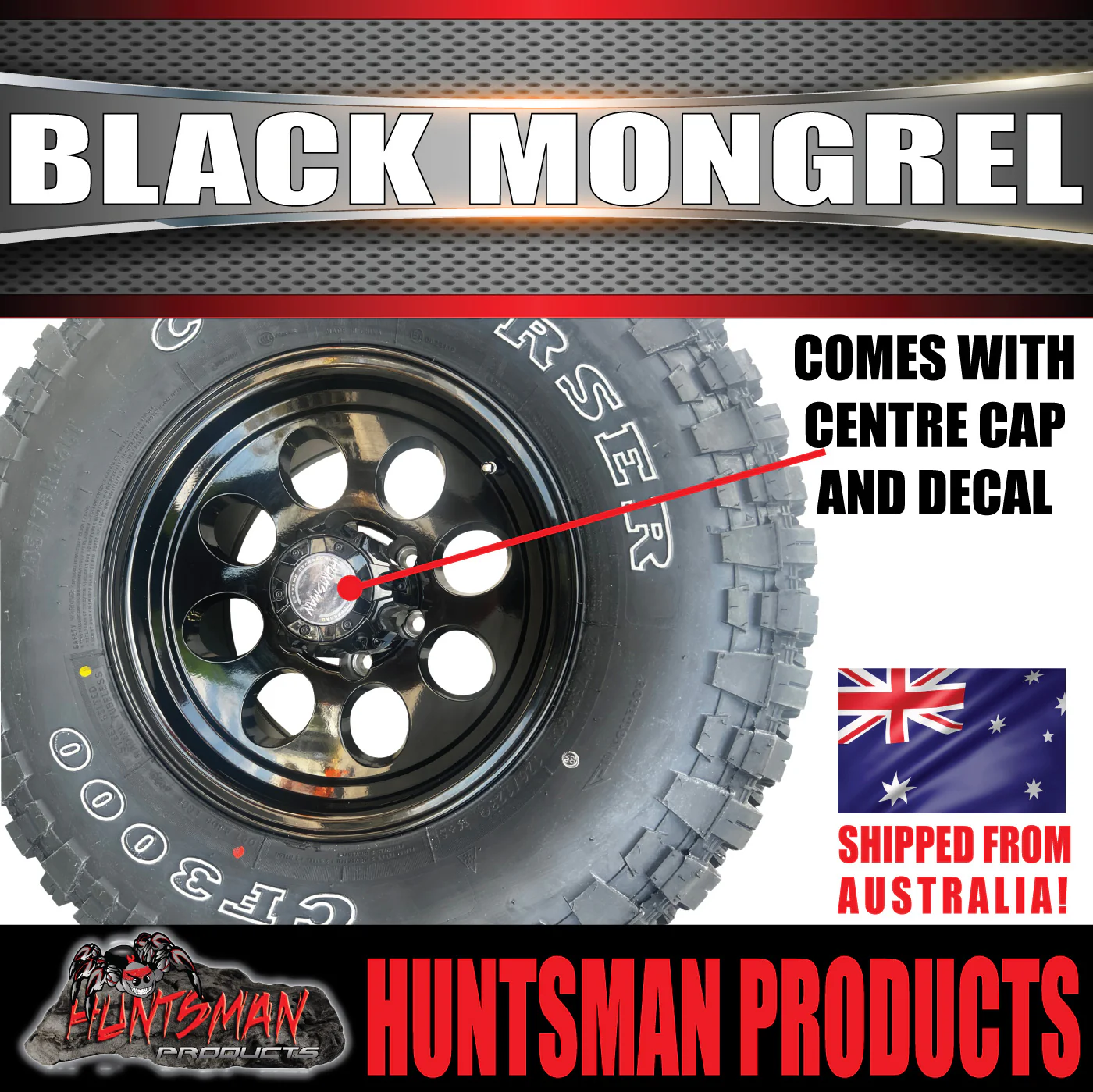 15X8 Black Mongrel Alloy Mag Wheel Rim 6/139.7 PCD & 33x12.5R15 Comforser 33" Mud tyre - Image 3
