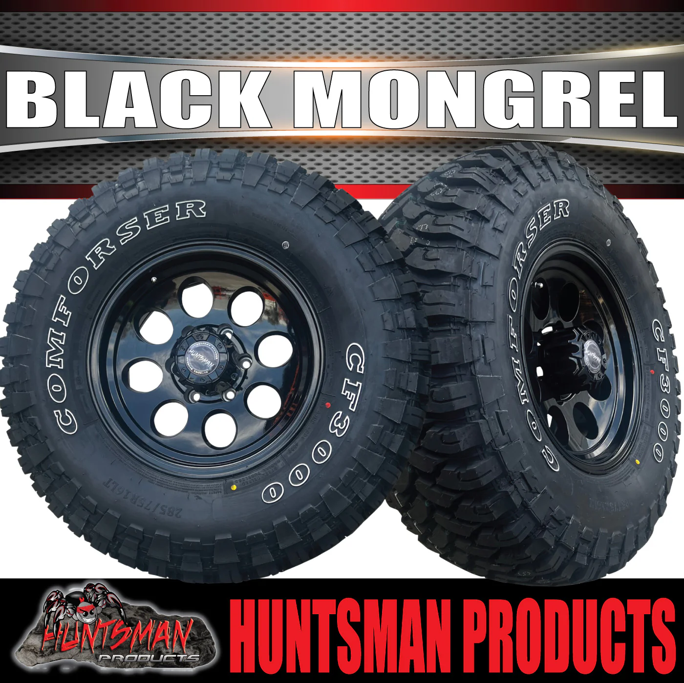 15X8 Black Mongrel Alloy Mag Wheel Rim 6/139.7 PCD & 33x12.5R15 Comforser 33" Mud tyre - Image 4