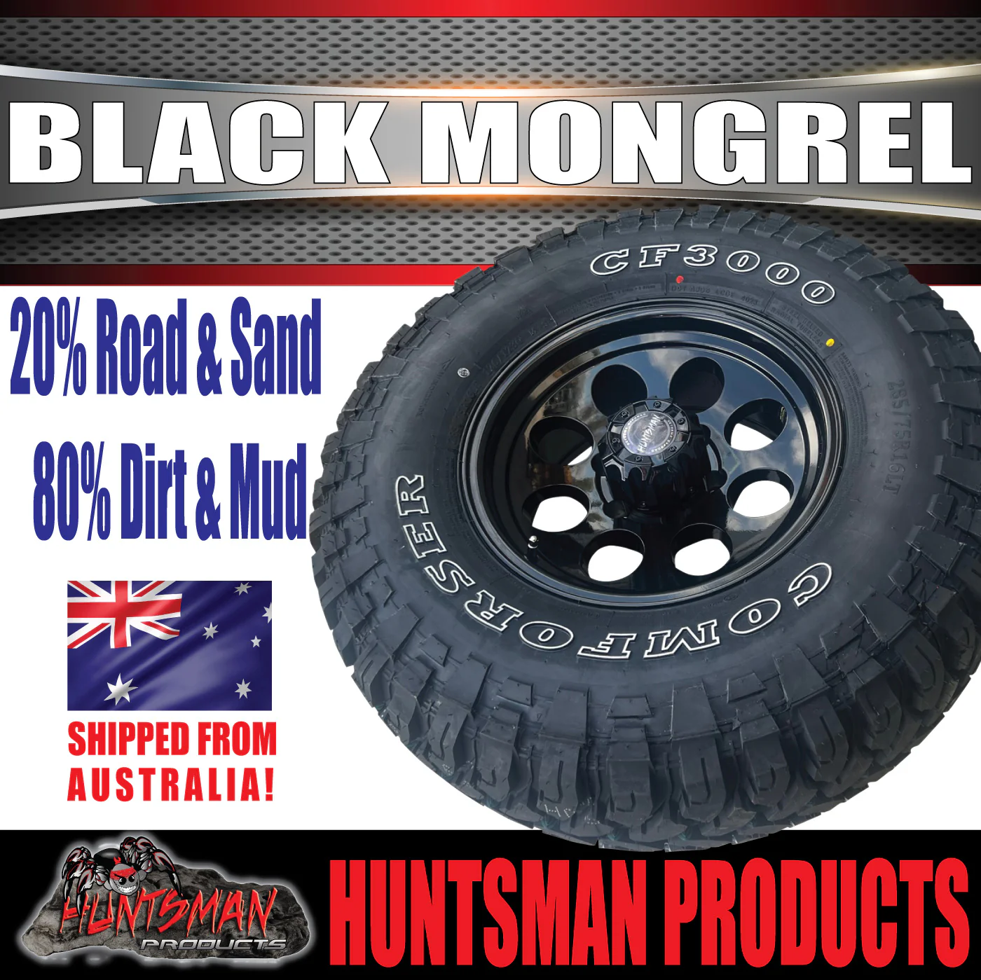 15X8 Black Mongrel Alloy Mag Wheel Rim 6/139.7 PCD & 33x12.5R15 Comforser 33" Mud tyre - Image 6