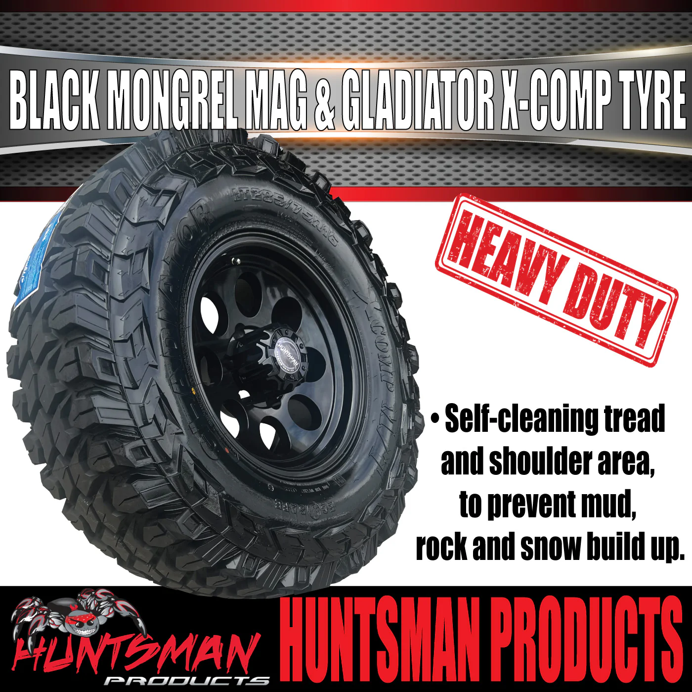 15x8 Black Mongrel Mag Wheel 6/139.7 PCD & 31X10.5R15 Gladiator X Comp Mud Tyre 31 10.5 15 - Image 3