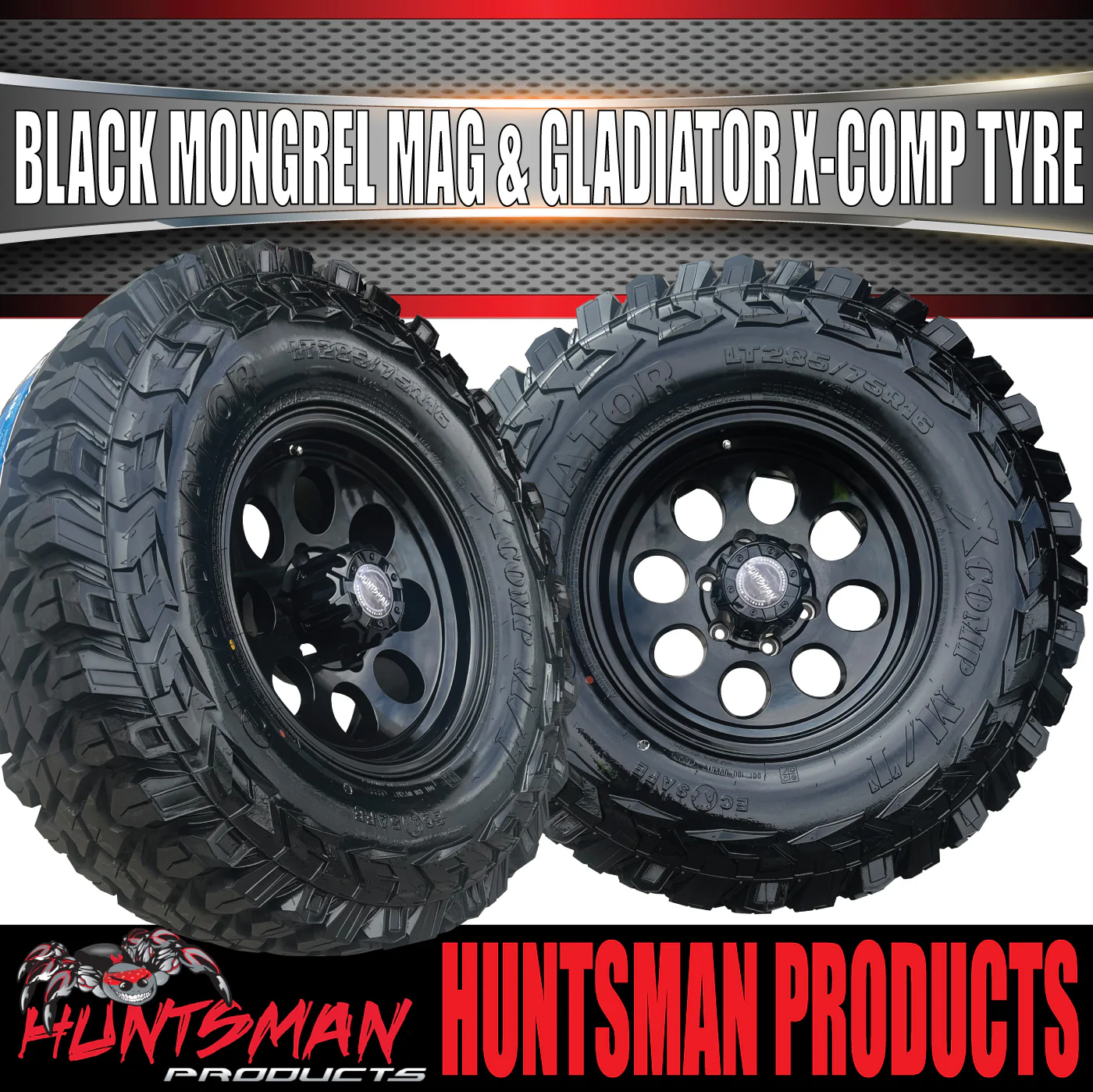 15x8 Black Mongrel Mag Wheel 6/139.7 PCD & 35X12.5R15 Gladiator X Comp Mud Tyre 35 12.5 15 - Image 5