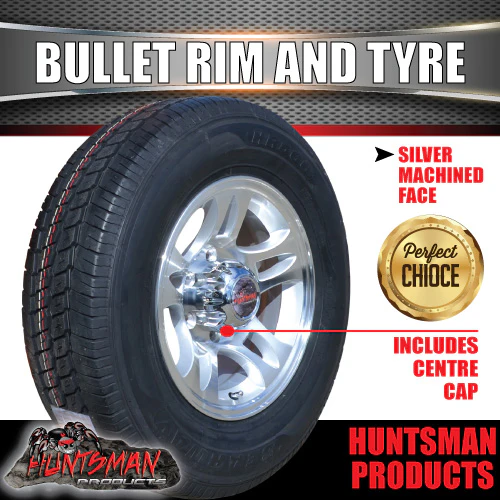 16" Trailer Caravan 6 Stud Bullet Alloy & 195/65R16C Tyre. 195 65 16 - Image 3