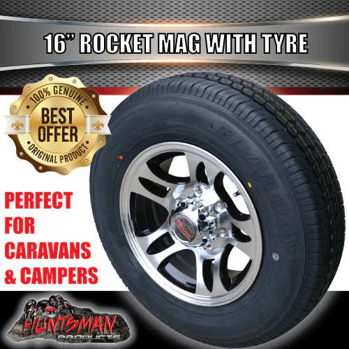 16" Caravan Trailer 6 Stud Landcruiser Pattern Rocket Alloy Mag & 195/65R16C Tyre. 195 65 16 - Image 5