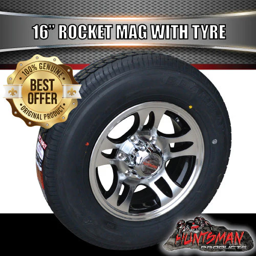 16" Trailer Caravan 6 stud Landcruiser Pattern Rocket Alloy Mag & 225/75R16C Tyre. 225 75 16 - Image 4
