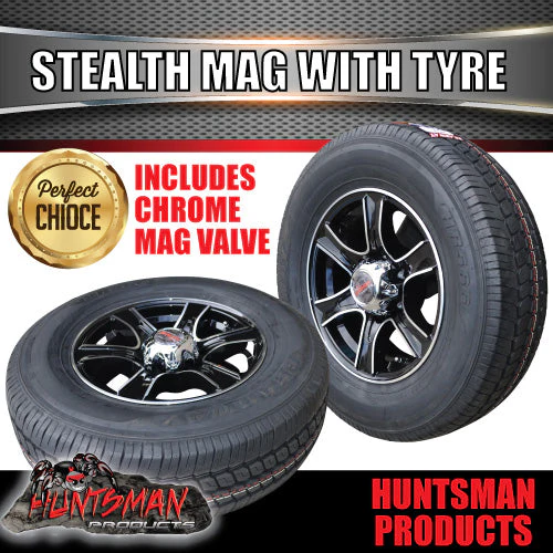 16" Caravan Trailer 6 stud Landcruiser Pattern Stealth Alloy & 225/75R16C Tyre. 225 75 16
