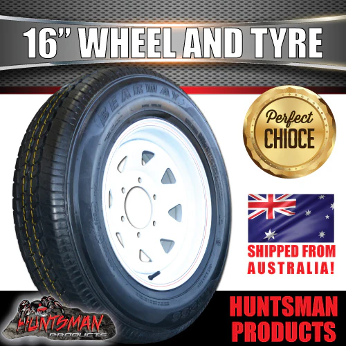 16x6" 6 stud trailer caravan white steel wheel & 225/75R16C tyre. 225 75 16 - Image 4