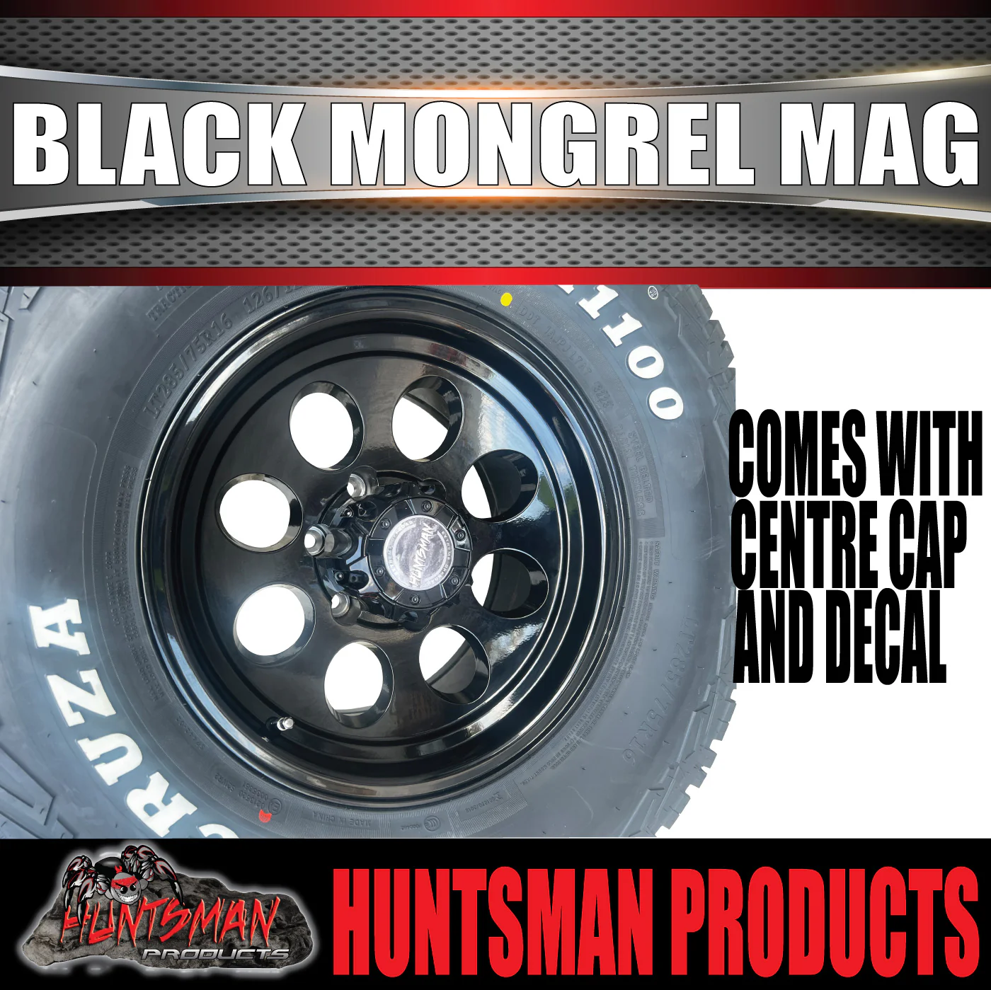 16" Black Mongrel Mag Wheel & 245/75R16 L/T Roadcruza A/T Tyre 10 PLY. 245 75 16 - Image 3