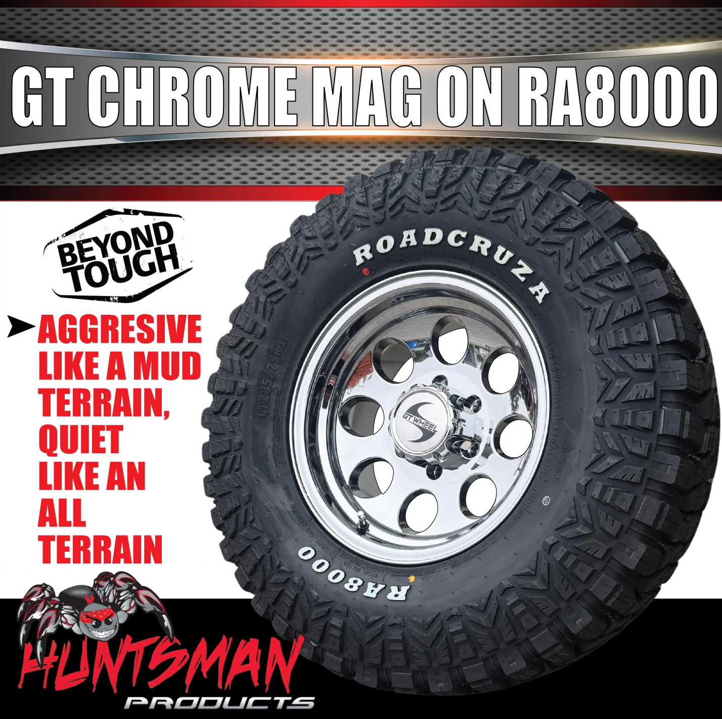16" Chrome GT Alloy Mag Wheel & 285/75R16 Roadcruza RA8000 Rugged Terrain Tyre - Image 2