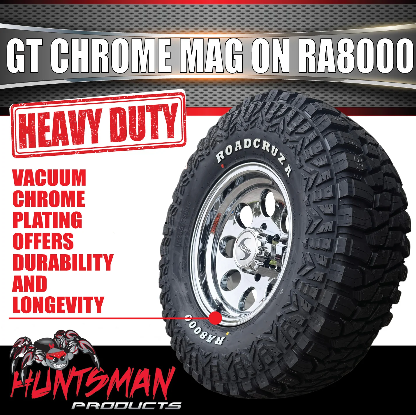 16" Chrome GT Alloy Mag Wheel & 285/75R16 Roadcruza RA8000 Rugged Terrain Tyre - Image 3