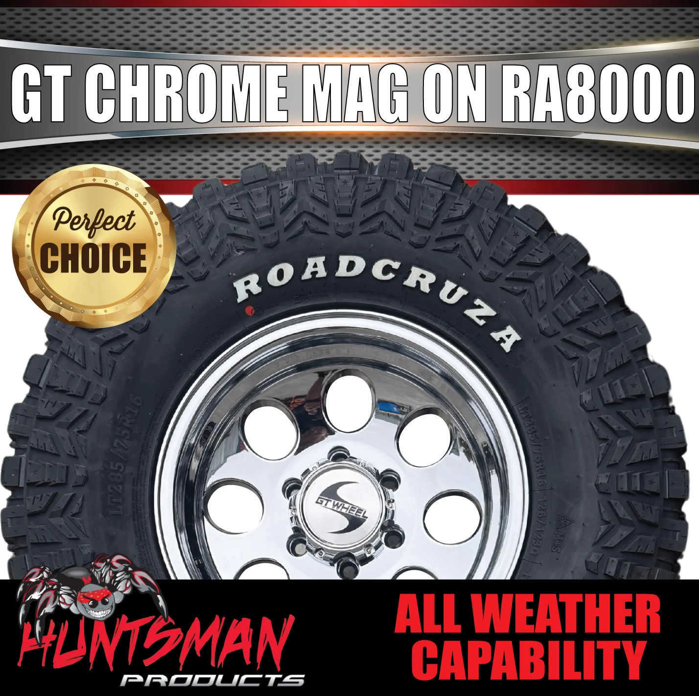 16" Chrome GT Alloy Mag Wheel & 285/75R16 Roadcruza RA8000 Rugged Terrain Tyre - Image 6