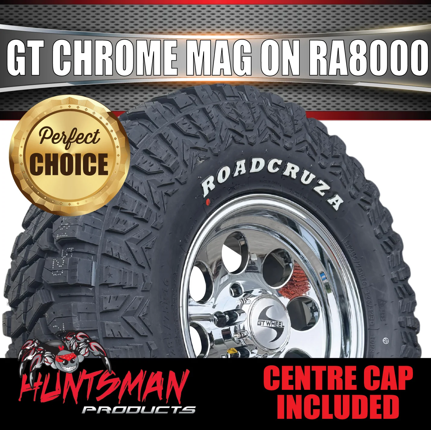 16" Chrome GT Alloy Mag Wheel & 285/75R16 Roadcruza RA8000 Rugged Terrain Tyre