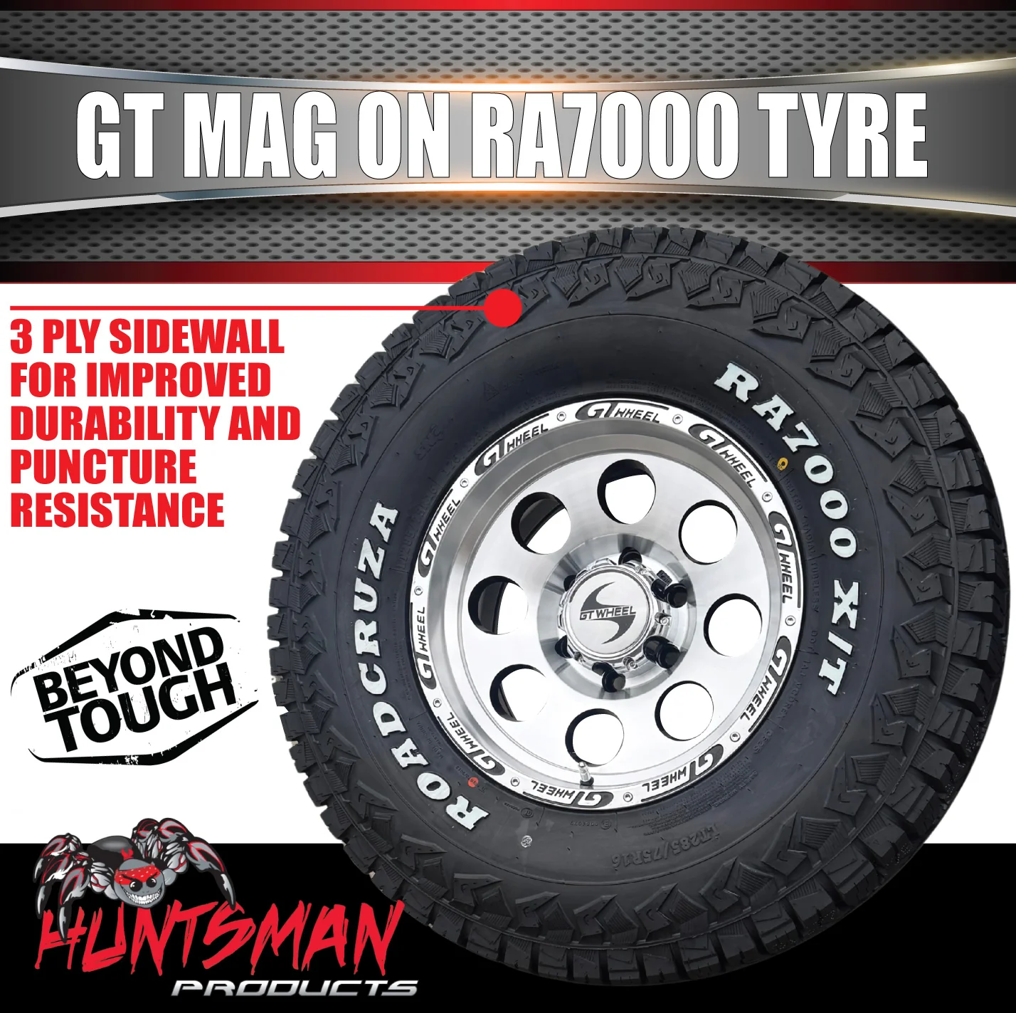 16" GT Alloy Mag Wheel & 285/75R16 Roadcruza RA7000 X/T Extreme Terrain Tyre 6/139.7 PCD