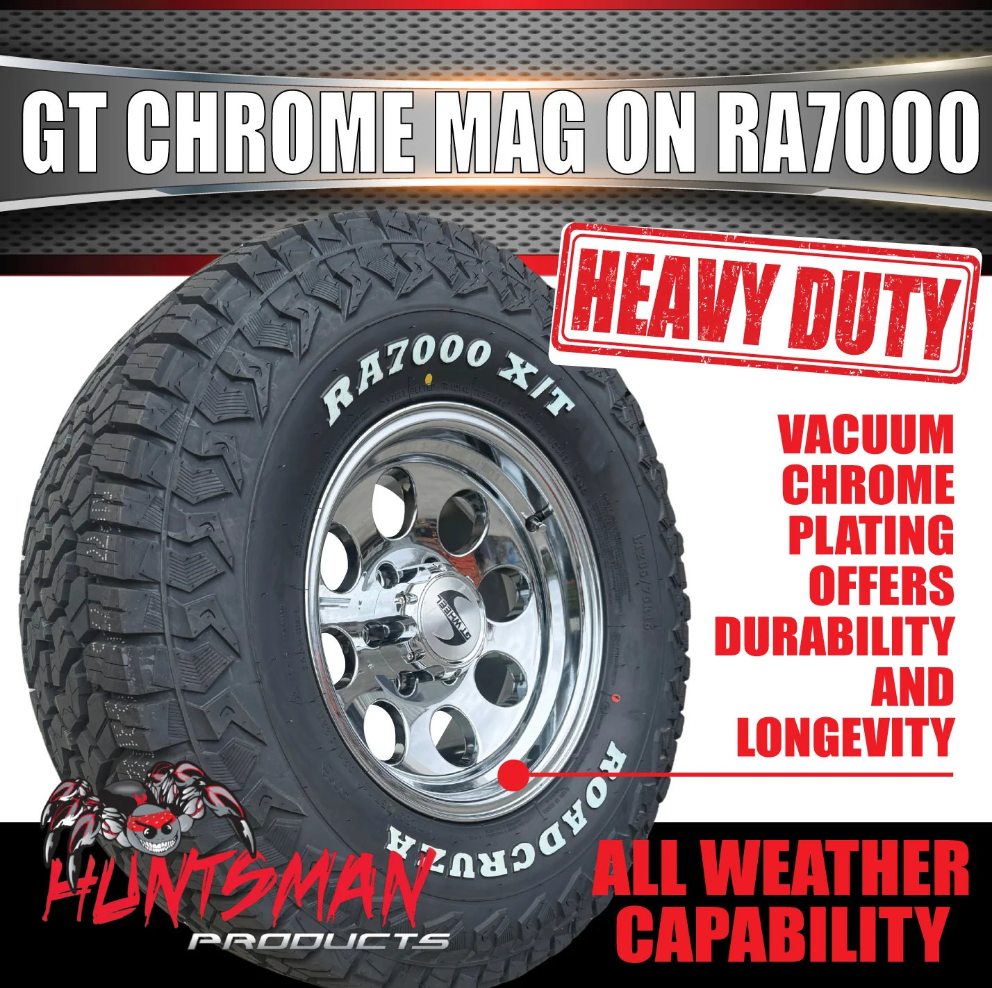 16" GT Chrome 6/139.7 Alloy Wheel & 265/70R16 Roadcruza RA7000 All Terrain Tyre
