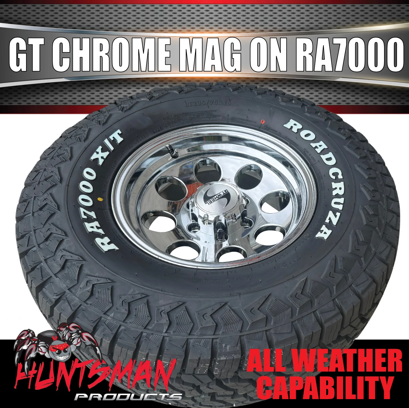 16" GT Chrome 6/139.7 Alloy Wheel & 265/70R16 Roadcruza RA7000 All Terrain Tyre - Image 5