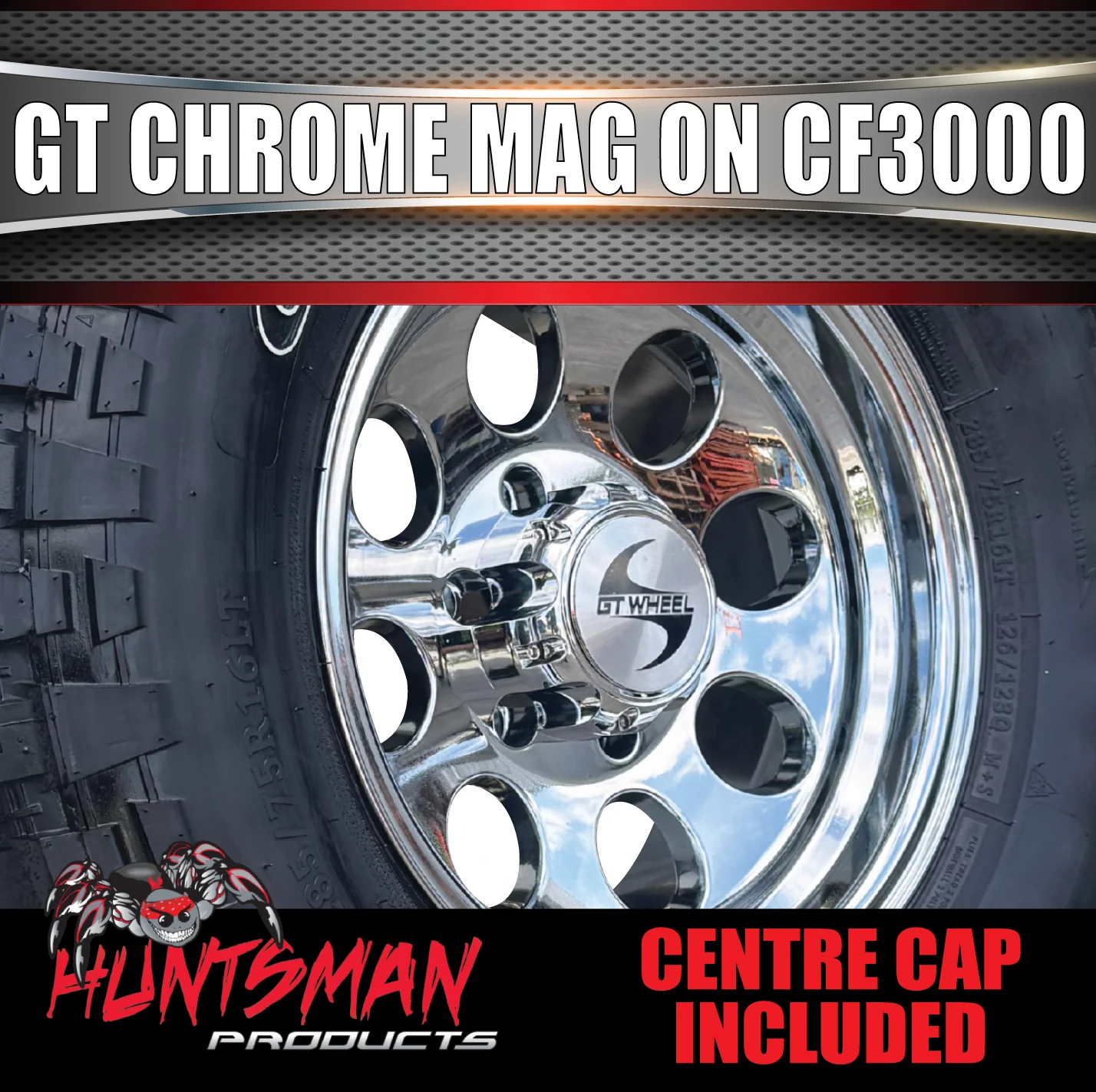 16" GT Vacuum Chrome Alloy Mag Wheel & 245/75R16 Comforser CF3000 Mud Tyre - Image 4