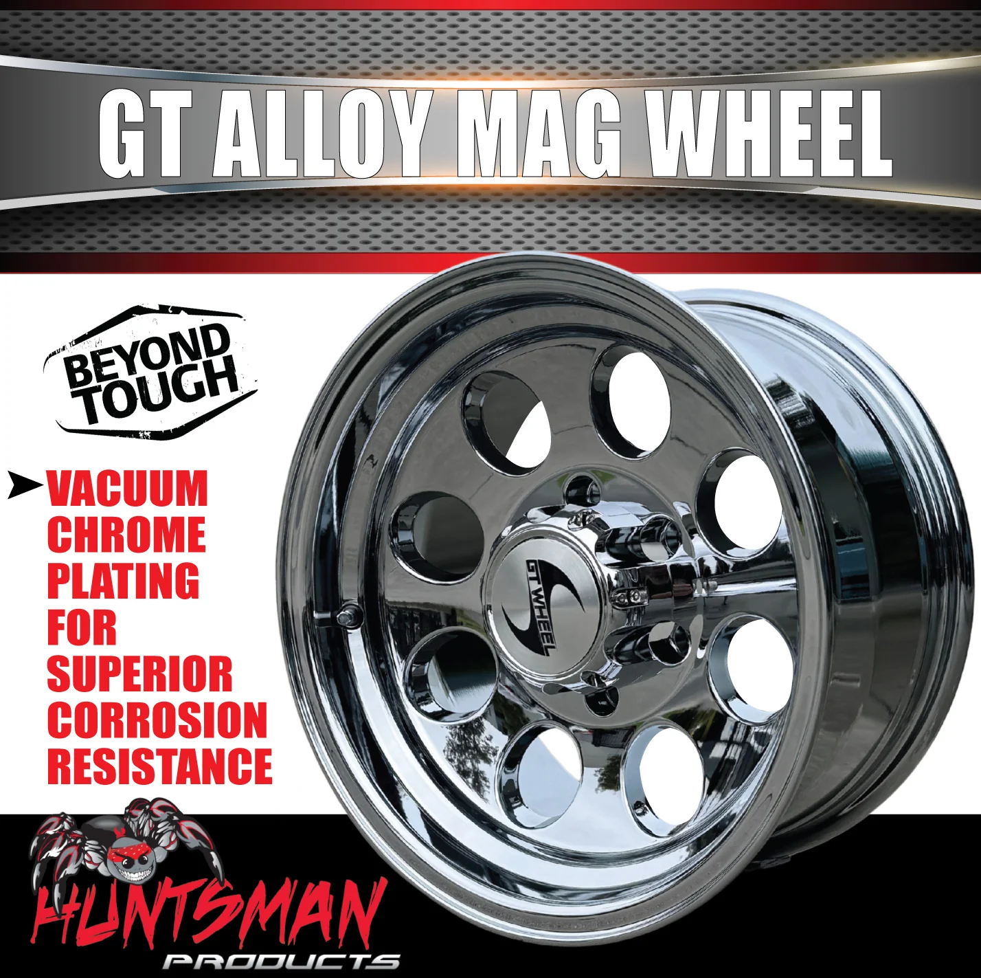 16" GT Vacuum Chrome Alloy Mag Wheel & 245/75R16 Comforser CF3000 Mud Tyre - Image 9