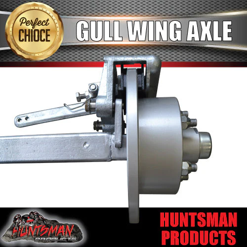 1600Kg Galvanised 12" Mechanical Disc Gullwing Boat Trailer Axle - Image 3