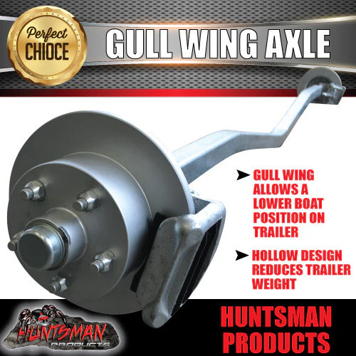 1600Kg Galvanised 12" Mechanical Disc Gullwing Boat Trailer Axle - Image 4