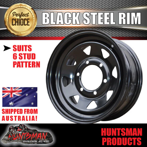 16x6 Trailer Caravan Black 6 Stud L/C Sunraysia Steel Wheel Rim 6/139.7 PCD