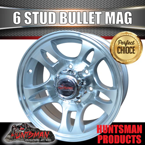 16x6 Caravan Trailer 6 Stud Landcruiser Pattern Bullet Alloy Mag Wheel. 6/139.7 PCD - Image 5