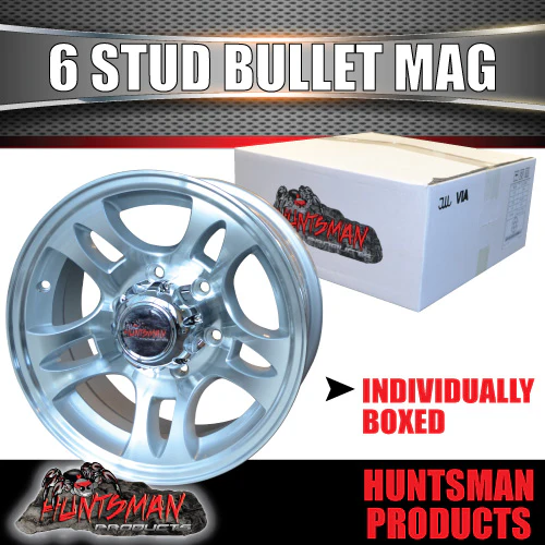 16x6 Caravan Trailer 6 Stud Landcruiser Pattern Bullet Alloy Mag Wheel. 6/139.7 PCD - Image 6