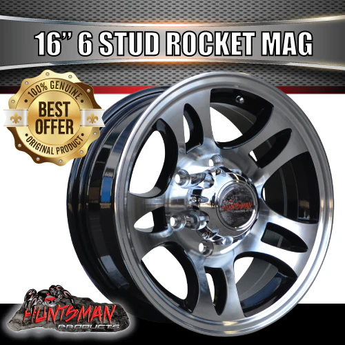 16x6" Caravan Trailer 6 Stud Rocket Alloy Mag Wheel. 6/139.7 pcd. High Load - Image 3