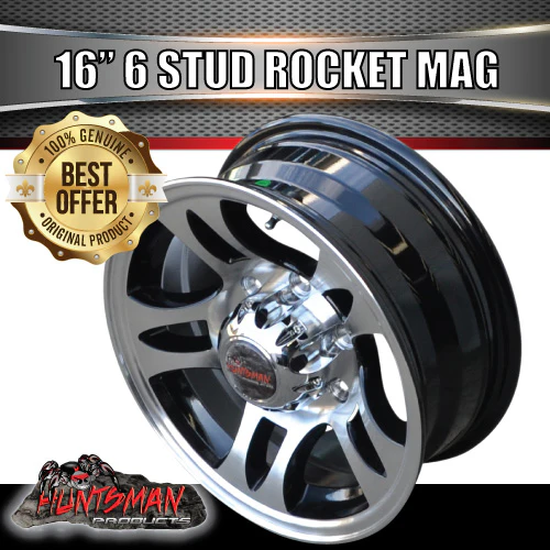 16x6" Caravan Trailer 6 Stud Rocket Alloy Mag Wheel. 6/139.7 pcd. High Load - Image 4