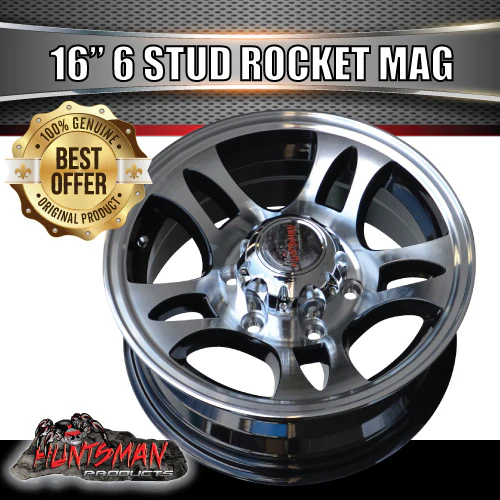 16x6" Caravan Trailer 6 Stud Rocket Alloy Mag Wheel. 6/139.7 pcd. High Load - Image 5