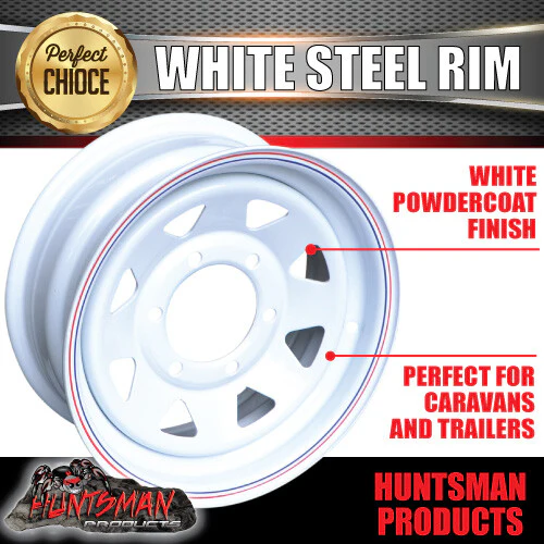 16x6 Trailer Caravan White 6 Stud L/C Sunraysia Steel Wheel Rim 6/139.7 PCD
