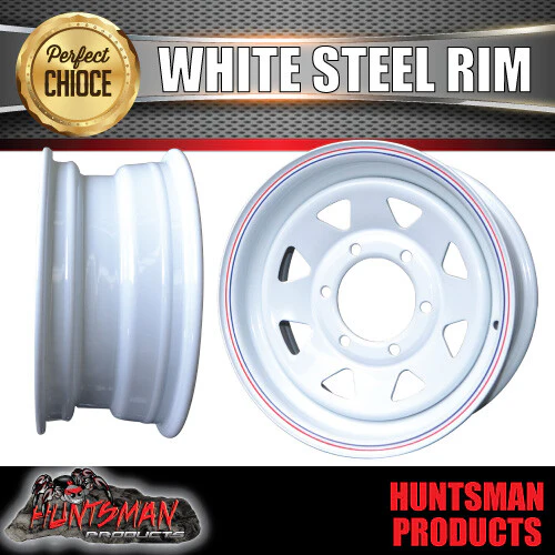 16x6 Trailer Caravan White 6 Stud L/C Sunraysia Steel Wheel Rim 6/139.7 PCD - Image 5