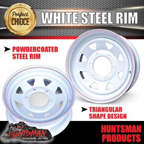 16x6 Trailer Caravan White 6 Stud L/C Sunraysia Steel Wheel Rim 6/139.7 PCD - Image 6