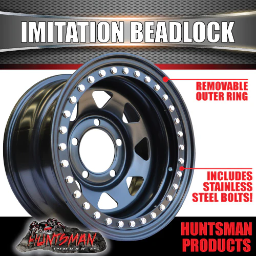 16X8 5/150 PCD -25 Offset Steel Imitation Beadlock Rim.   Fits Toyota Landcruiser