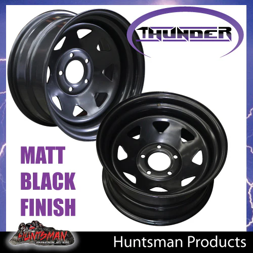16x8 5 Stud Jeep Thunder Rim 5/127 PCD, -25 Offset, Black Powder Coat, Fit Wrangler - Image 6